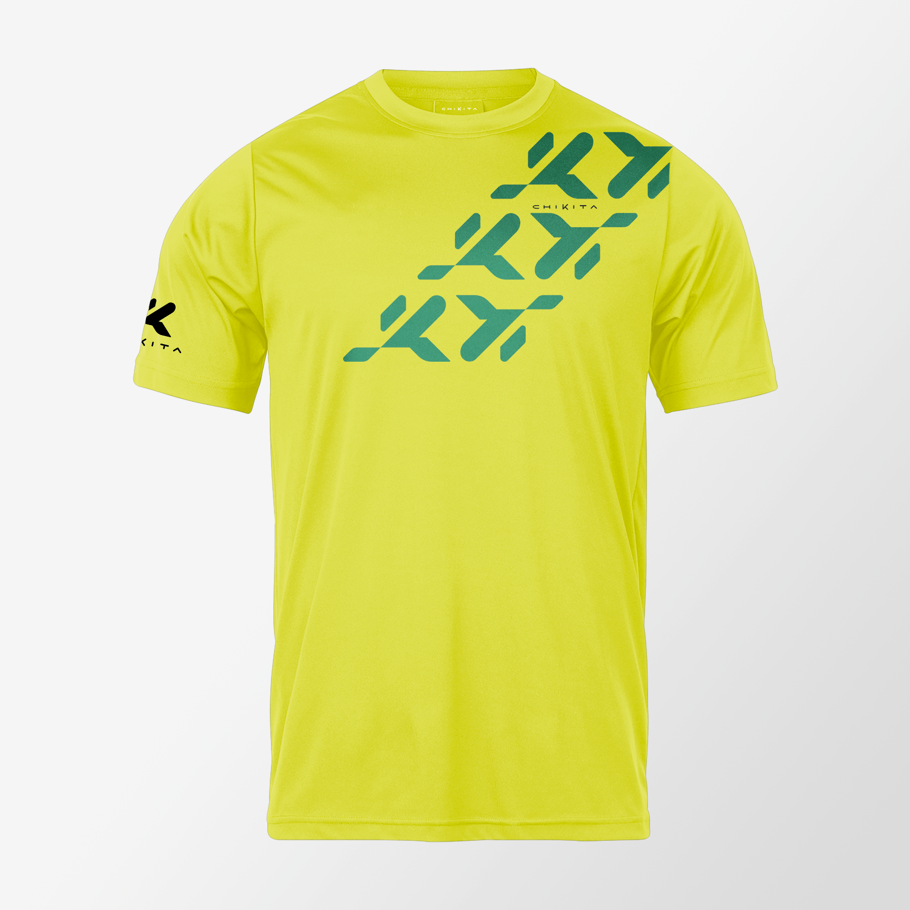 T-Shirt AGON - GialloFluo con Pattern K Verde