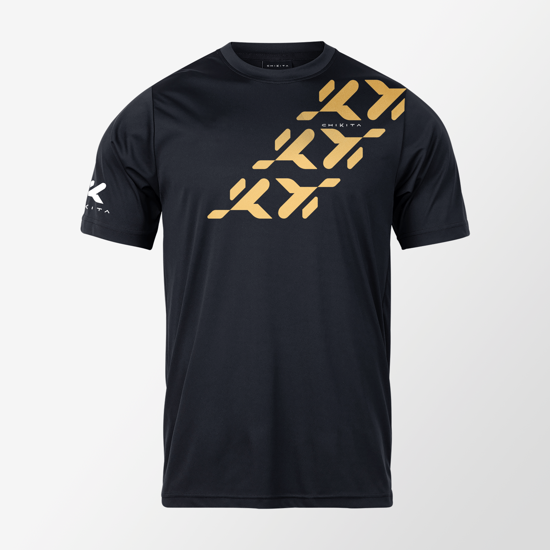 T-Shirt AGON - Nera con Pattern K Giallo