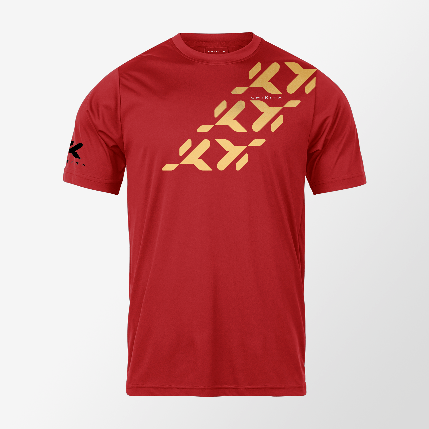 T-Shirt AGON - Rossa con Pattern K Giallo